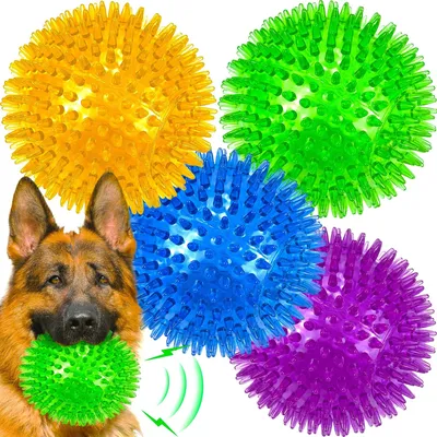Imagen del producto de Omgoods - Juego de 4 grandes pelotas chirriantes para perros, ideales para perros activos