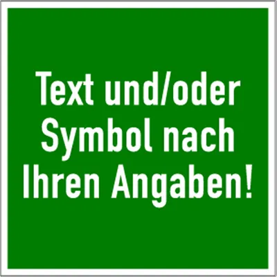 Produktbild von Dreifke® Schild Rettungszeichen - Text und/oder Symbol nach Ihren Angaben, Al...