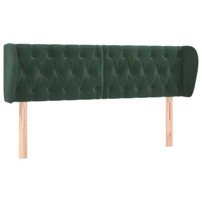 Image de vidaXL Tête de lit avec oreilles vert foncé 163x23x78/88 cm velours