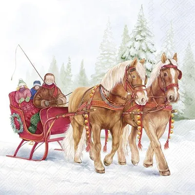 Image de Serviettes en papier IHR WINTER SLEIGH RIDE