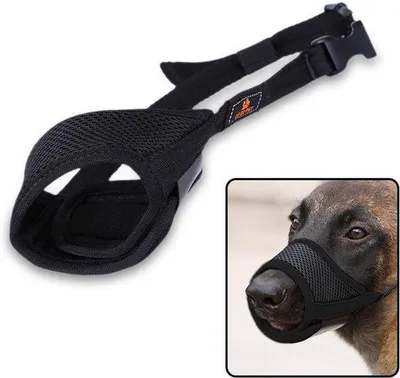 Produktbild von Mesh-Muilkorf für Hunde, verstellbar, mit weichem Padsatz, für Training, verhindert Bellen, Beißen und Kaufen (Schwarz, S)