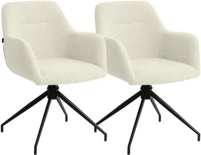 Imagen del producto de Sillas de comedor Merlinda, tapizadas en tela tipo "teddy" color crema - 2 unidades
