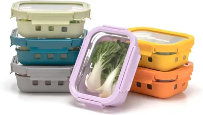 Productafbeelding van Lunchdoos set 640 ml, 6 stuks, lekvrij, stapelbaar, voor onderweg