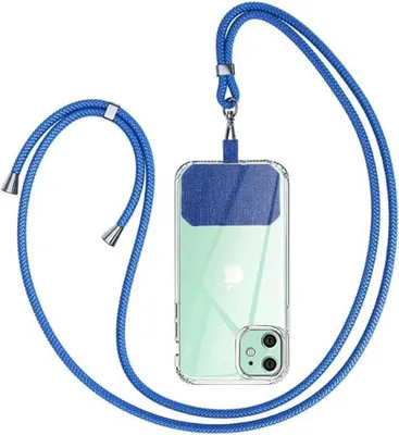 Produktbild von Handykette Universal zum Umhängen blau - Hochwertiges PPM Material - Verstellbar - Universal passend