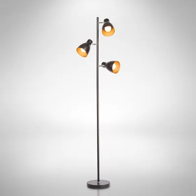Stehleuchte 3-flammig schwarz-gold Retro E27 1665 mm