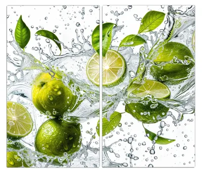 Produktbild von Spritzschutz Herdabdeckplatte Schneidebrett aus Glas Zitrusfrucht Spritzer 2-Teilig (60x52cm)