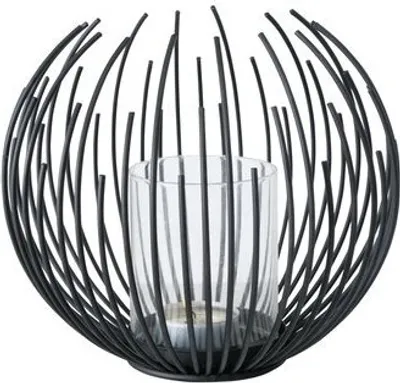 Produktbild von Windlicht Cylon mit Glaszylinder Eisen schwarz H 16 cm