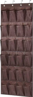 Image de Sac à chaussures suspendu – Marron – Range-chaussures – 24 compartiments – Range-chaussures pour porte – Rangement suspendu – Étagère à chaussures