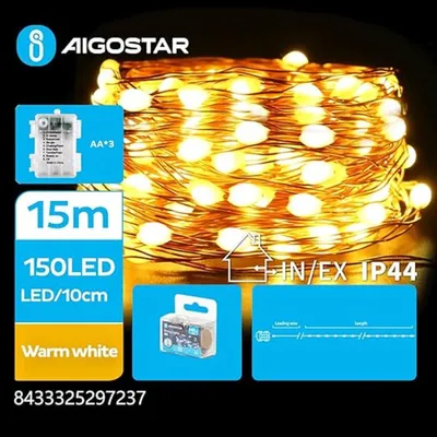LED-Lichterkette Kupferdraht 15 m warmweiß 150 LEDs