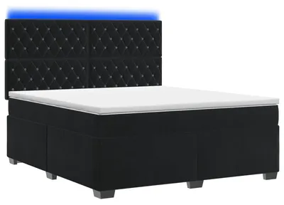 Immagine prodotto di Letto a molle con materasso nero 160 x 200 cm in velluto