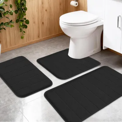 Image de Omgoods - Ensemble de 3 tapis de bain antidérapants et à séchage rapide