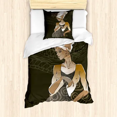 Produktbild von ABAKUHAUS afrikanisch Mantele, Doodles, Milbensicher Allergiker geeignet mit Kissenbezügen, 135 cm x 200 cm - 80 x 80 cm, Taupe Pale Brown