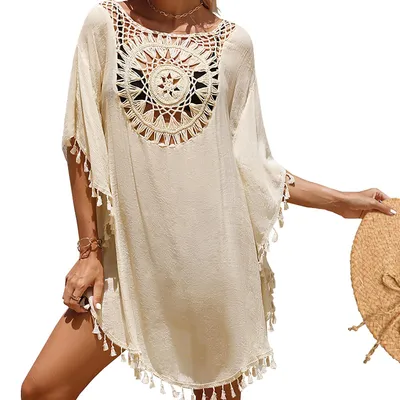 Productafbeelding van Figarge dames strandjurk, bikini-cover-up, zomer, strandvakantie, badpak met ruches