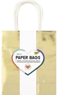 Produktbild von folia Papier-Tragetaschen GOLD GLÄNZEND Größe: M 7 Stück