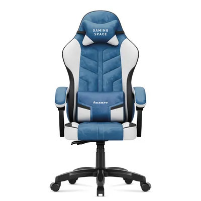 Immagine prodotto di Sedia da gioco Huzaro Force 2.7 Blue - sedia ergonomica girevole in velluto con schienale regolabile, cuscino lombare e poggiatesta, fino a 140 kg