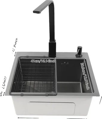 Obrázek produktu pro Sada kuchyňských dřezů, odolná nerezová ocel, kompletní s kohoutkem a dávkovačem, černá