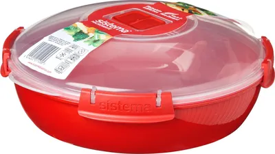 Image de sistema Mikrowellenbehälter Rund mit Ventil 1,29 l rot
