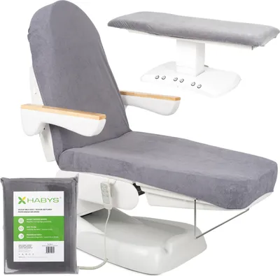 Produktbild von Habys Velours Bezug für Kosmetikliege Massagetisch Massageliege | mit Gummizug & Schnüren | Spannlaken Wellness SPA | Grau
