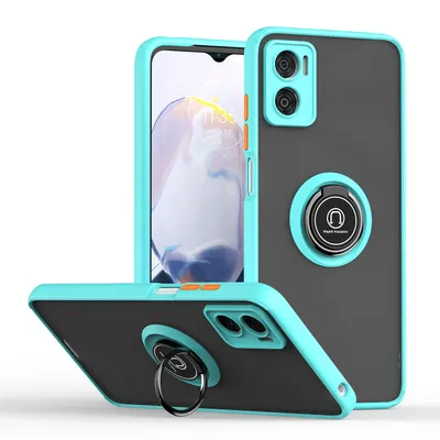 Obrázek produktu pro Pouzdro pro Motorola Moto E22i / E22 matné průsvitné TPU pouzdro s prstencovým držákem a stojánkem Modrý