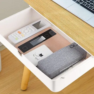 Produktbild von Famanu Schublade Selbstklebend - Versteckte weiße Büroschublade für Zuhause und Büro - 33 x 235 x 85 cm