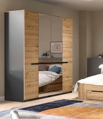 Produktbild von Kleiderschrank >Canu< in Basalt Grau / Artisan - 180x198x59cm (BxHxT)