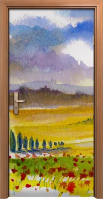 Produktbild von Türposter 90x200 cm Türaufkleber Türtapete Türfolie Klebefolie Toskanische Landschaft Aquarellmalerei