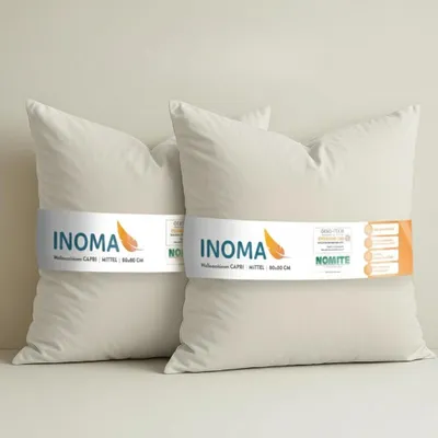 Produktbild von INOMA Wellnesskissen CAPRI Mittel – 2er Set – 80x80 cm I 1200gr I 90% Feder - 10% Daune I  Germany I handgefertigt