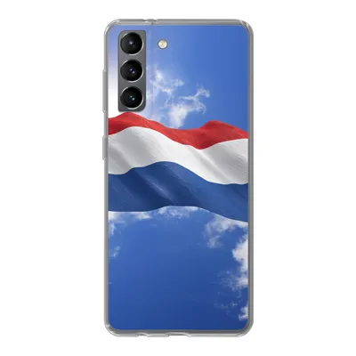 Produktbild von MuchoWow® Handyhülle Schutzhülle Hülle für Samsung Galaxy S21 Die Flagge der Niederlande weht am Himmel Silikon Softcase Handy Hülle - Softcase