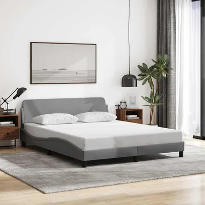 Zdjęcie produktu dla Maison Exclusive - Łóżko "Dover" w kolorze ciemnoszarym, wymiary 152x203 cm, obicie materiałowe