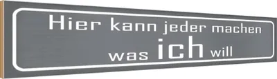 Produktbild von vianmo Holzschild 10x46 cm hier jeder macht was ich will Spruch Zitat