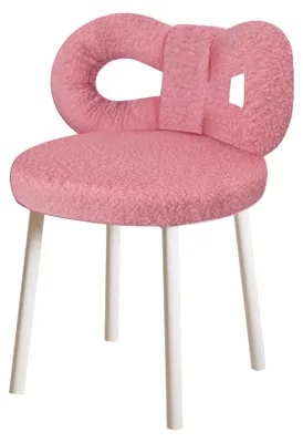 Produktbild von Schminkhocker mit Schleifenrückenlehne, Wohnzimmer, Schlafzimmer, Damen- und Mädchenzimmer, verstellbare Fußstützen, armloser Schminkstuhl, Beistelltisch