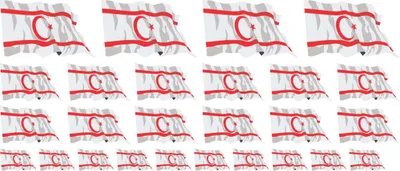 Produktbild von Mini Aufkleber Set - Pack wehend - 4x 51x31mm+ 12x 33x20mm + 10x 20x12mm- selbstklebender Sticker - Nordzypern - Flagge / Banner / Standarte fürs Auto, Büro, zu Hause und die Schule - Set of 26