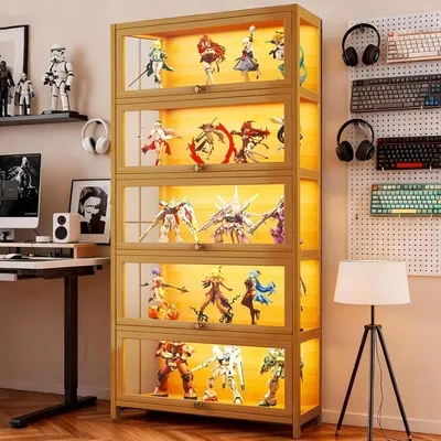 Immagine prodotto di Armadio vetrina a 5 ante con porte in vetro acrilico, dimensioni 80x32x165 cm