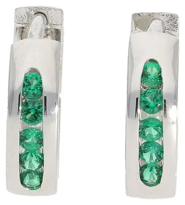 Produktbild von Damen Creolen 925 Silber Zirkonia grün JL10-06-3672