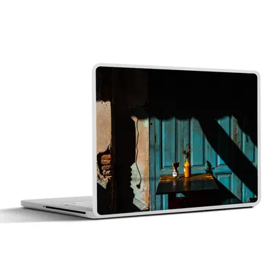 Produktbild von MuchoWow® Laptop Aufkleber Sticker Cover Tür - Blau - Architektur - Vase 25x18 cm - Laptop-Deko
