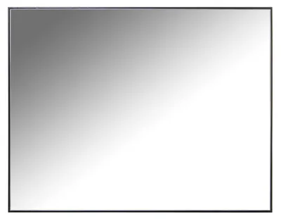 Image de Miroir mural rectangulaire, en bois MDF, finition noire mate, dimensions 90 x 4 x 70 cm