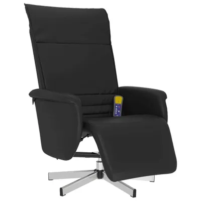 Image de vidaXL Fauteuil de massage avec repose-pieds Noir Similicuir
