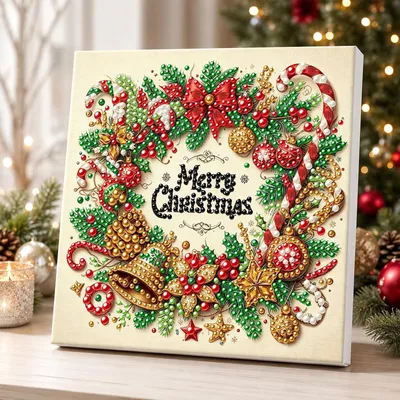 Imagen del producto de Kit de pintura con diamantes 5D, tema navideño, con marco, 25 x 25 cm, para manualidades