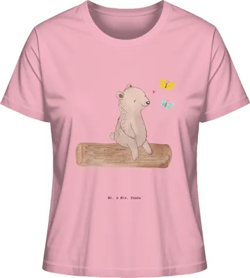 Produktbild von Mr. & Mrs. Panda Damen T-Shirt Bär Naturliebhaber Größe L - Baumwolle Pink - Geschenk, Nature Lover, Kurzarmshirt, Basic Shirt, Oberteil, Wandern, Outdoor