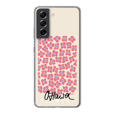 Produktbild von MuchoWow® Handyhülle Schutzhülle Hülle für Samsung Galaxy S21 FE Blume - Muster - Rosa Silikon Softcase Handy Hülle - Mobiltelefonhülle