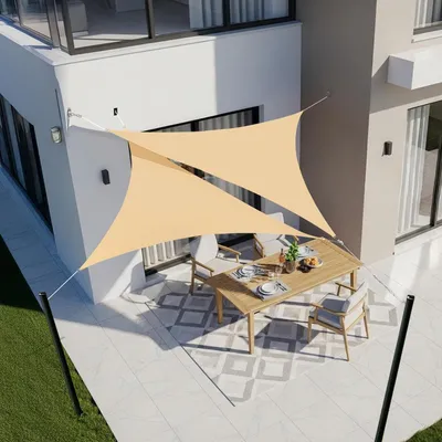 Produktbild von Sonnensegel Dreieckig 2x2x2m Wasserdicht Sandbeige PES Polyester 95% UV-Schutz