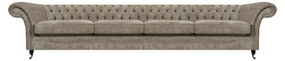 Immagine prodotto di Sedute Chesterfield grigio chiaro, divani tessili moderni di design a 4 posti