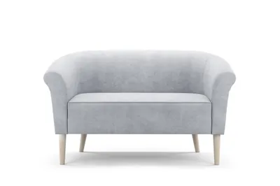Immagine prodotto di GUTTO Divano scandinavo a 2 posti --LILIE-- panca grigio chiaro seduta in velluto consegna 7 giorni - gambe alte in legno nero bianco faggio