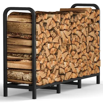 Productafbeelding van Houtopslagrek, 122 cm, verstelbaar, stabiel, metaal, zwart, afmetingen 122x30x79 cm