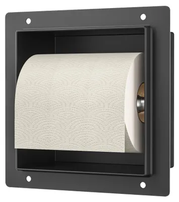 Inbouw toiletpapierhouder roestvrij staal 14,5x14,5x8,7 cm zwart