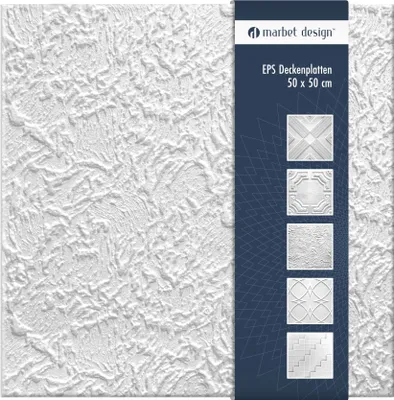 Produktbild von Deckenplatten aus Styropor EPS - Deckenpaneele leicht & robust im modernen Design - (24QM Sparpaket PARIS 50x50cm) Deckenplatten Paneele Platte weiß