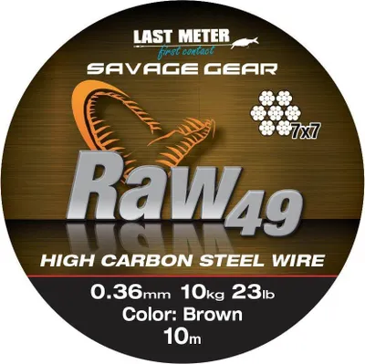 Obrázok produktu pre Savage Gear RAW49 STEELWIRE 10M 0.36MM 11KG 23LBS UNCOATED BROWN