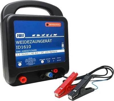 Produktbild von Weidezaungerät 12V Elektrozaun – 2,5 Joule Leistung, geeignet für Pferde, Rinder, Schafe, Ziegen – robustes Gerät für mobile Weidezäune