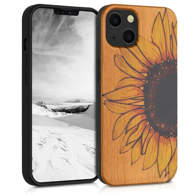 Zdjęcie produktu dla kwmobile KWM000013RB003C, Pokrowiec, Apple, iPhone 13, Ciemny brąz, Żółty