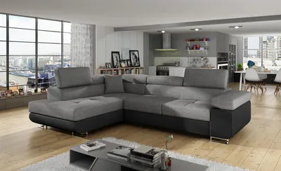 Produktbild von Krudox ANT Ecksofa 272x203 cm mit Schlaffunktion & Bettkasten, Kopfstützen, links, Stoff Sawana 21 / Soft 11